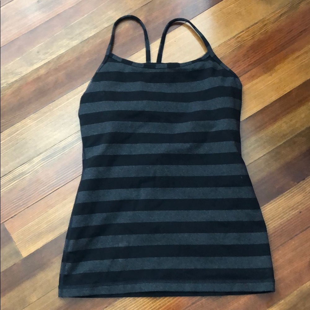 Black striped Lululemon workout top